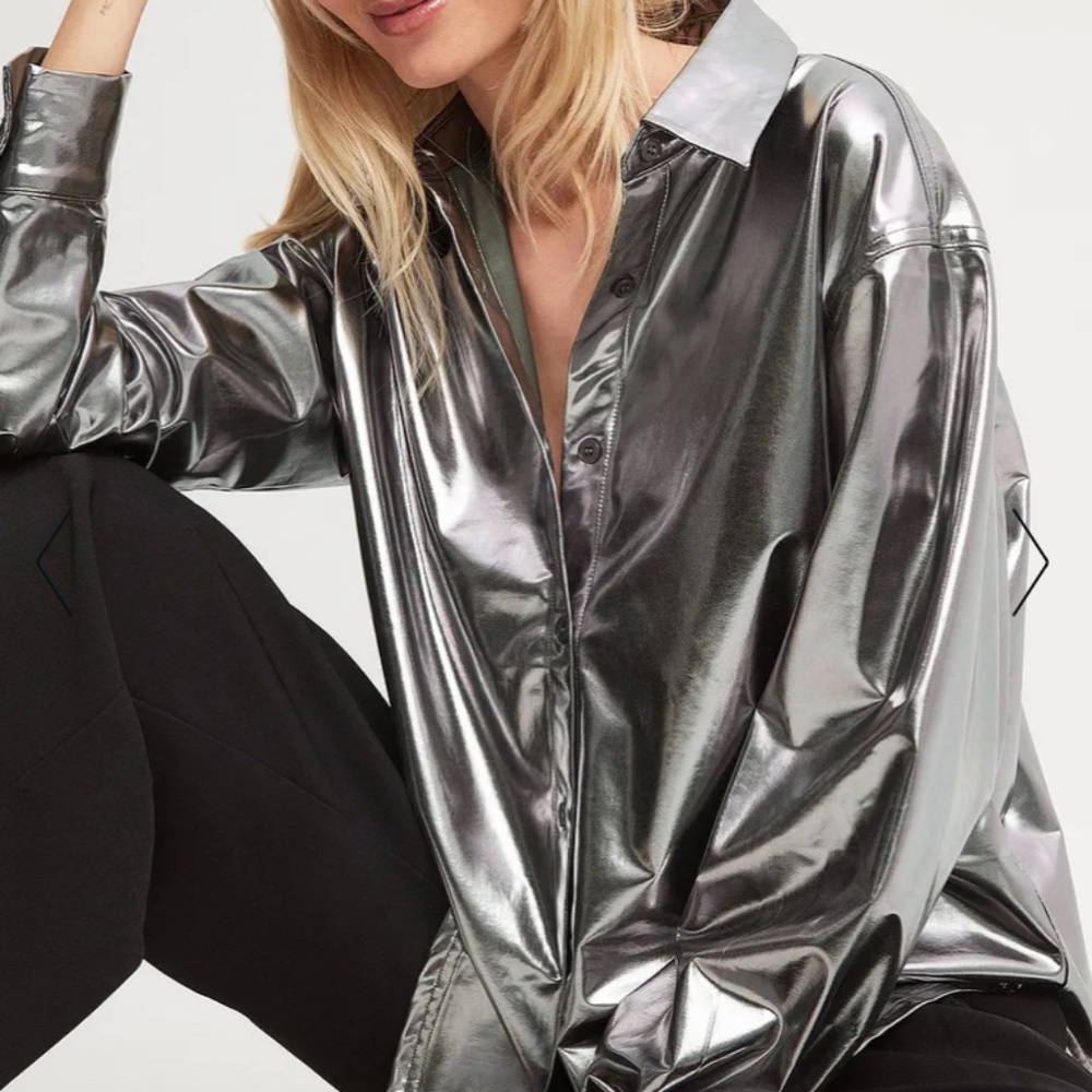Metallic Button Down - Picture 2 of 4